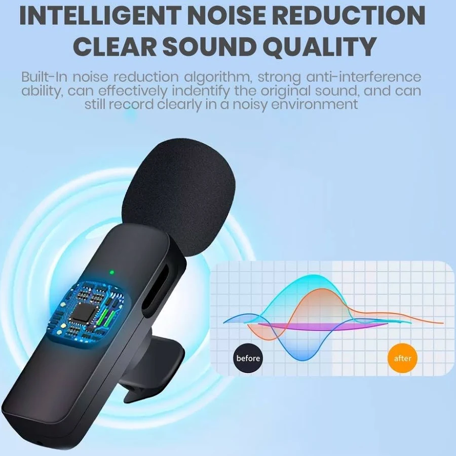 Wireless Microphone Type C Clip On Portable Plug n Play Premium AH036